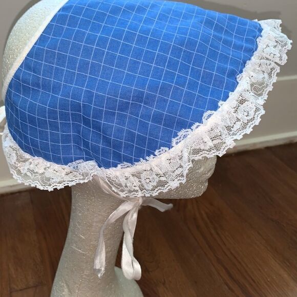 Vtg blue checked handmade Prairie Core dress - Picture 11 of 11